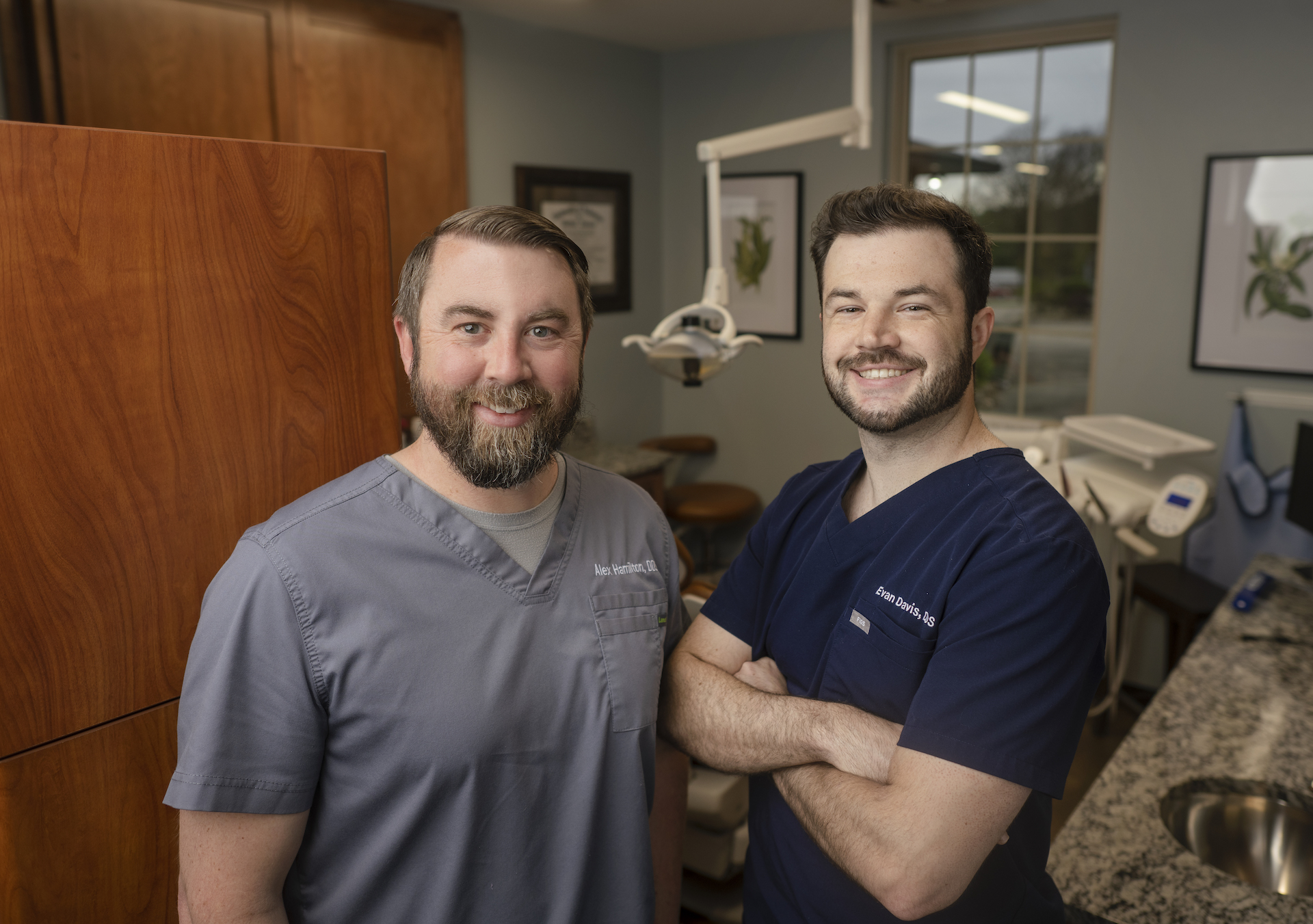 Dr. Alex Hamilton and Dr. Evan Davis in the Hamilton Family Dentistry office in Bryant, AR